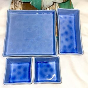 BREAD + BUTTER Blue Porcelain Square Serving Dish set